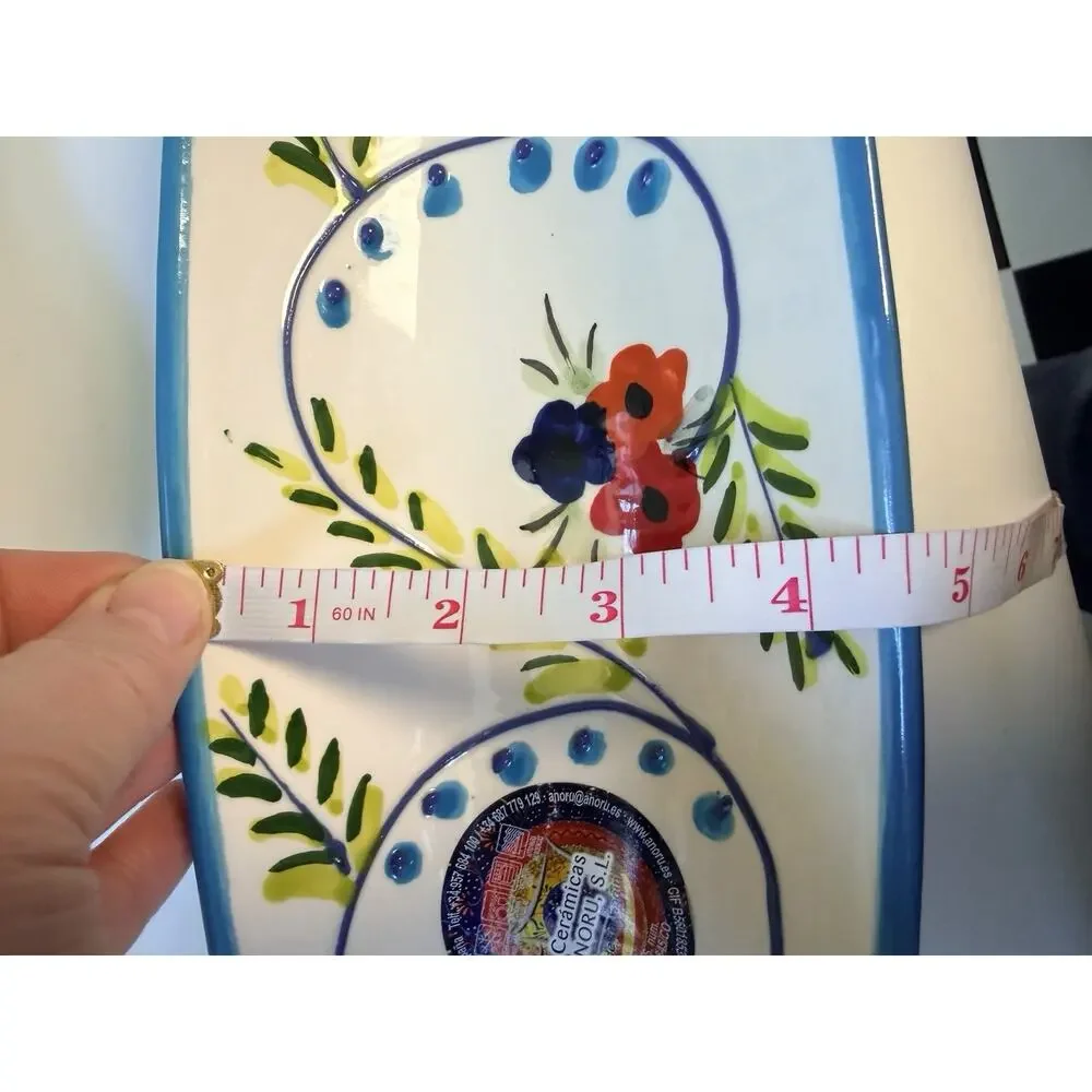 Spanish Pottery Ceramic Dish Hand Painted From Spain Colorful‎ Oval 15.5” Decor